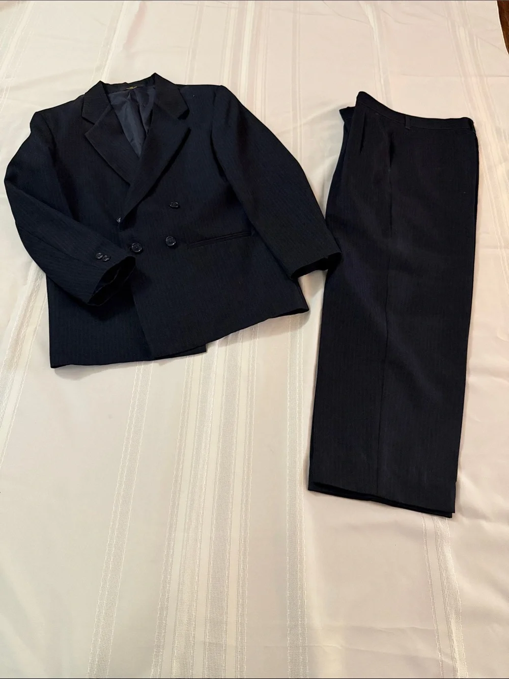 Van Heusen Boys Black Double-Breasted Suit Set
